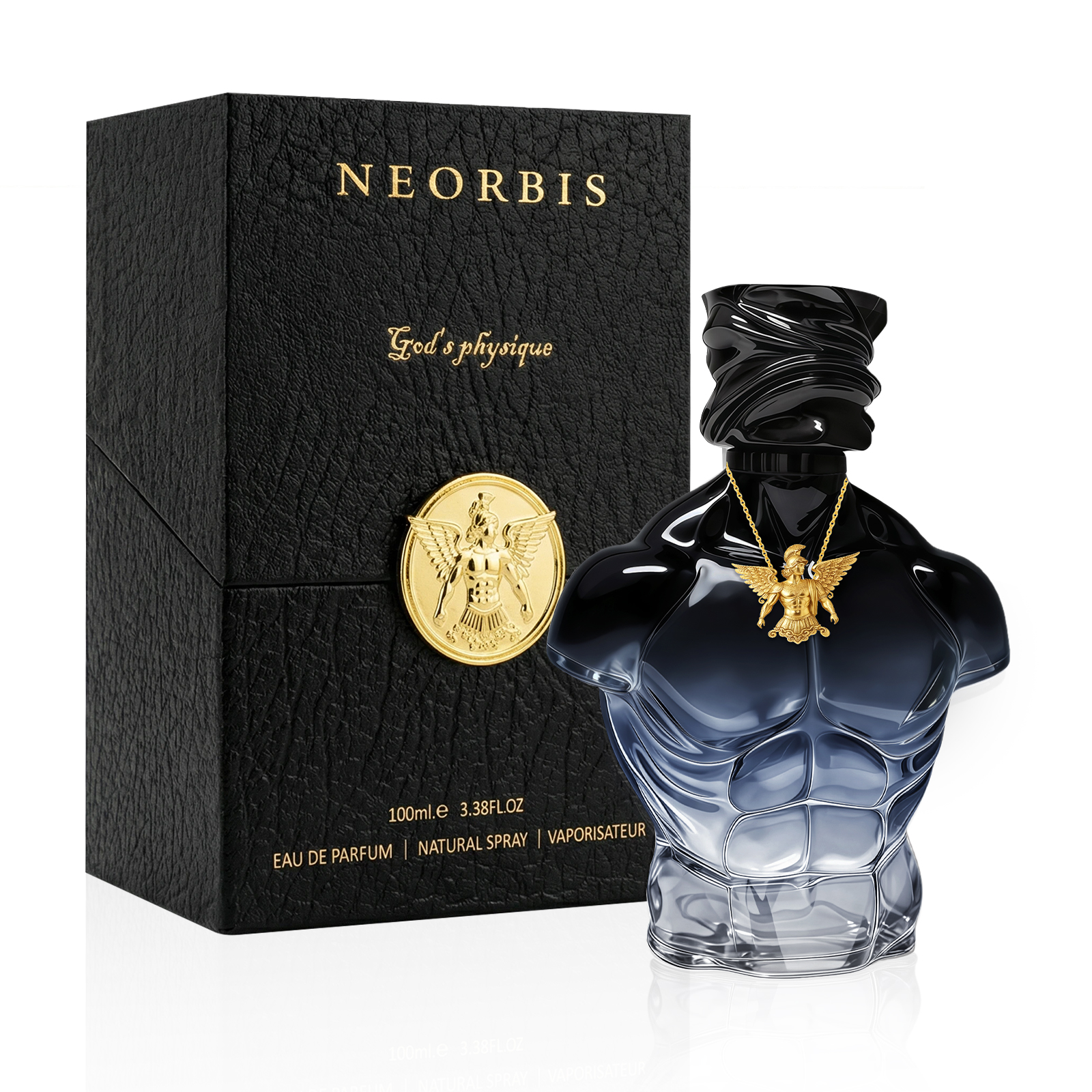 NEORBIS Confession sculptural fragrance bottle and black presentation box