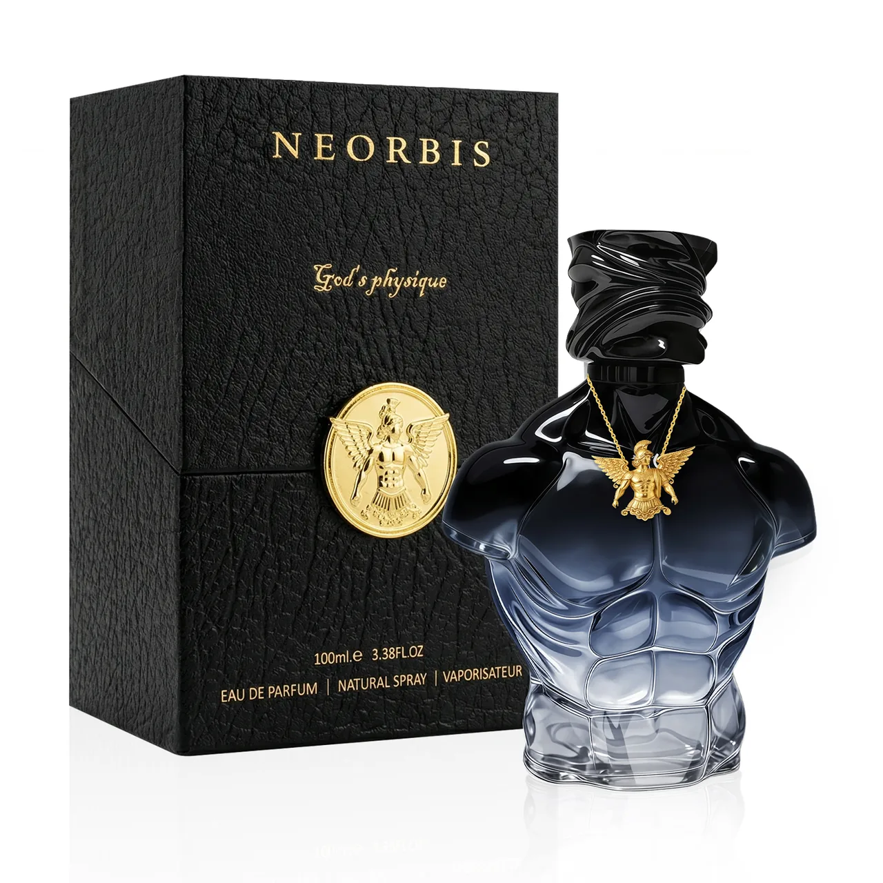 NEORBIS Confession sculptural fragrance bottle and black presentation box