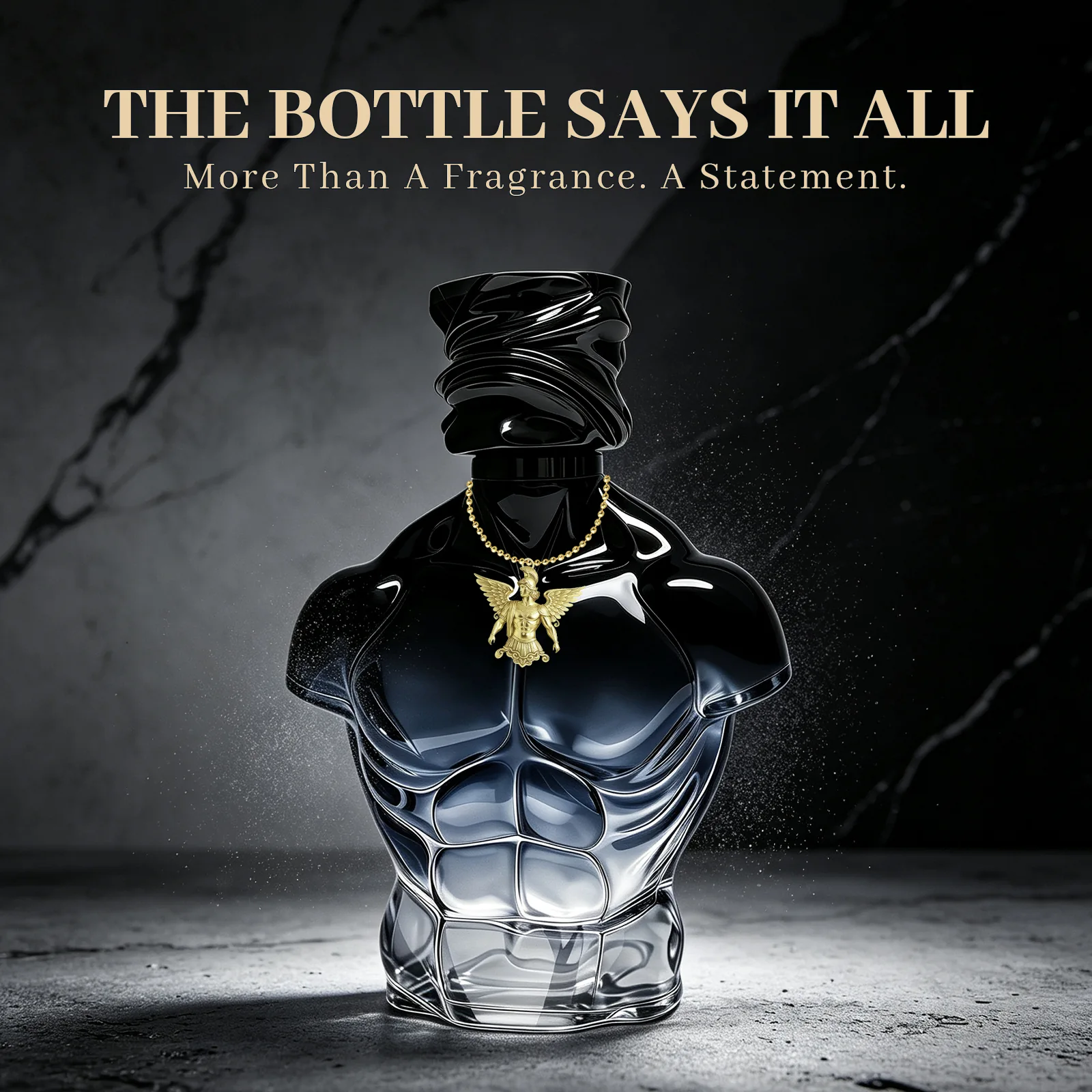 NEORBIS Confession gradient sculptural bottle in a dark campaign setting
